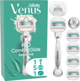 Gillette Venus Pro Comfortglide Sensitive Rasierer + 5 Wechselklingen + Duschhalterung
