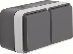 Berker W.1 Steckdose SCHUKO 2-fach waagerecht, grau/lichtgrau
