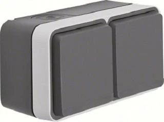 Berker W.1 Steckdose SCHUKO 2-fach waagerecht, grau/lichtgrau
