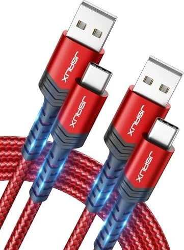 JSAUX USB Adapterkabel, USB-A [Stecker] auf USB-C [Stecker], rot, 1m+2m, 2er-Pack
