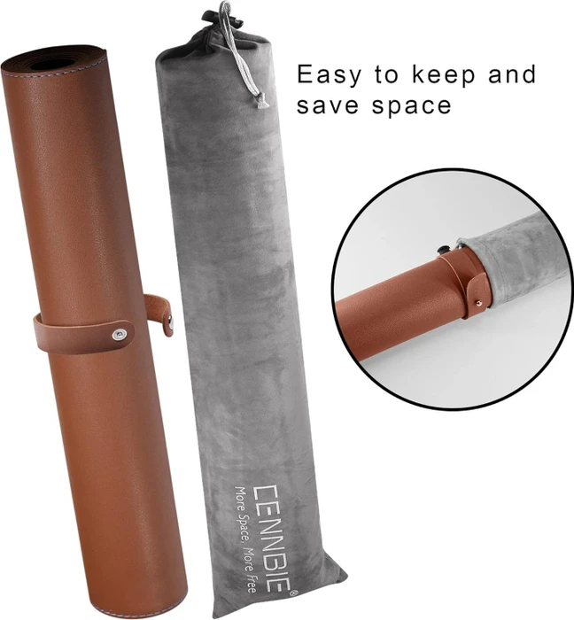 Cennbie Schreibtischunterlage Leder, Mauspad XXL, 1600x400mm, braun