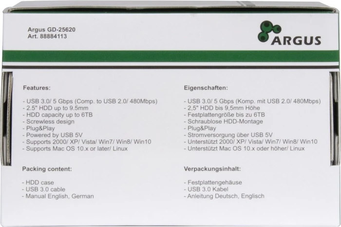 Inter-Tech Argus HD-25620, USB 3.0 Micro-B