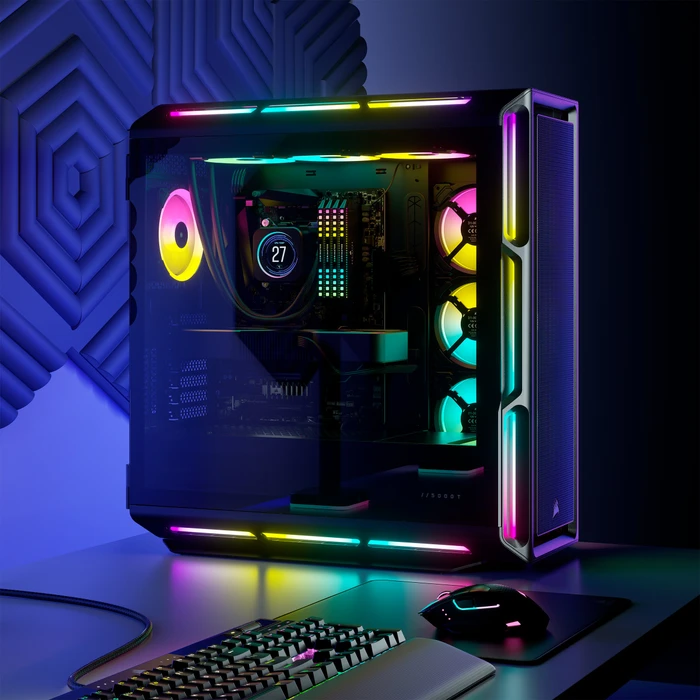 Corsair iCue 5000T RGB TG, schwarz, Glasfenster