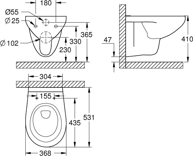 Grohe Bau Keramik Wand-Tiefspül-WC alpinweiß