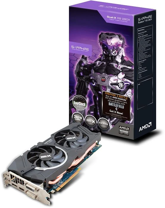 Sapphire Radeon R9 280X Dual-X OC Battlefield 4 Edition, 3GB GDDR5, 2x DVI, HDMI, DP, lite retail