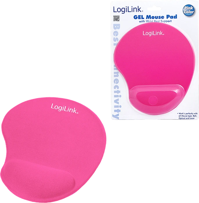 LogiLink Mauspad mit Silikon Gel Handauflage, pink