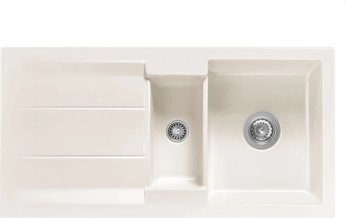 systemceram Genea 100 Einbau Becken reversibel mit Ablauffernbedienung magnolie