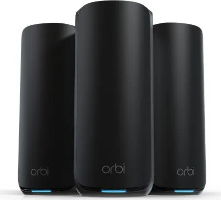 Netgear Orbi Wi-Fi 7, 870 Serie RBE873, schwarz, Router und 2x Repeater Set, 3er-Bundle