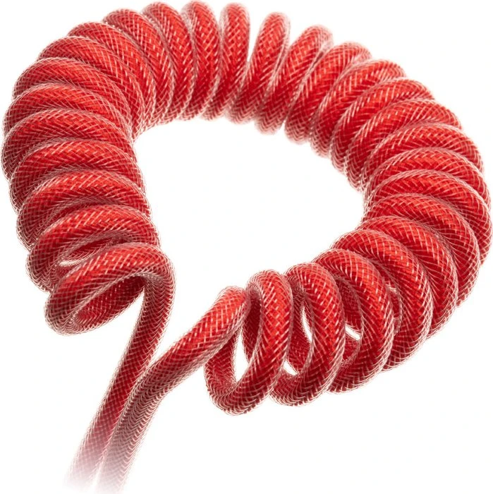 Ducky Premicord Spiralkabel USB-C auf USB-A, Tastaturkabel (Spiral-Textilkabel), 1.8m, Apple Red