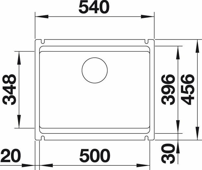 Blanco Etagon 500-U InFino Unterbau Becken mittig schwarz
