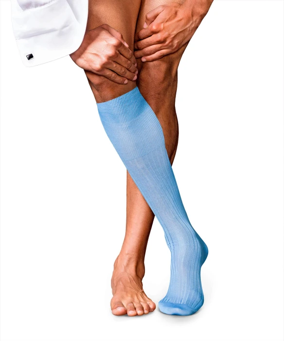 Falke No. 10 Pure Fil d'Écosse Socken bleue (Herren)