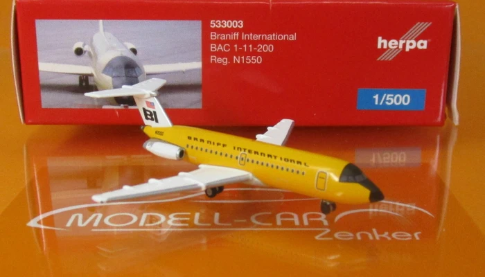 Herpa Braniff International BAC 1-11-200 Jelly bean Ochre