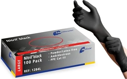 Meditrade Nitril Black Einweghandschuhe, 100 Stück