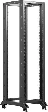 Lanberg Open Rack Series 19" Open Frame Rack 42HE, 4-Pfosten, mit Rollen, Flat Pack, tiefenverstellbar, 430-590mm, RAL 9004, 800mm tief