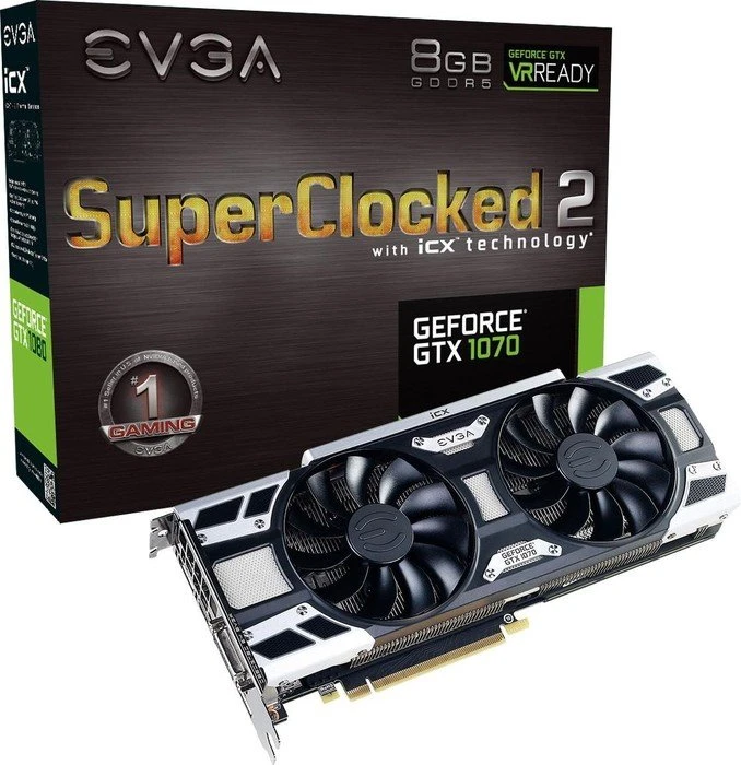 EVGA GeForce GTX 1070 SC2 Gaming iCX, 8GB GDDR5, DVI, HDMI, 3x DP
