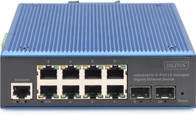 Digitus DN-65 Industrial Railmount Gigabit Managed Switch, 8x RJ-45, 2x SFP (DN-651156)