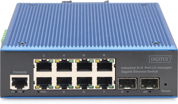 Digitus DN-65 Industrial Railmount Gigabit Managed Switch, 8x RJ-45, 2x SFP