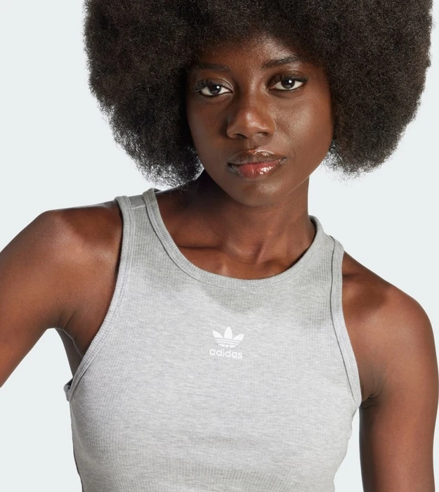 adidas Essentials Ribbed Funktionsshirt ärmellos medium grey heather (Damen)
