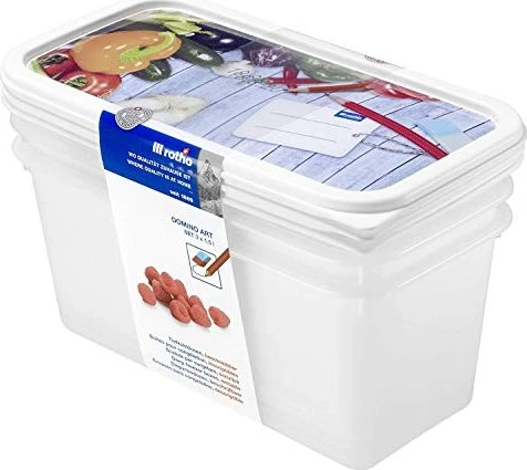 Rotho Domino Gefrierdose Aufbewahrungsbehälter 1.5l, 3 Stück