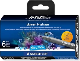 Staedtler pigment brush pen 371 blues & violets sortiert, 6er-Set