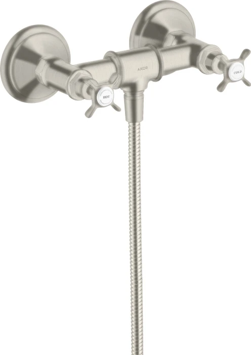 Hansgrohe Axor Montreux 2-Griff Brausearmatur Aufputz mit Kreuzgriffen edelstahloptik