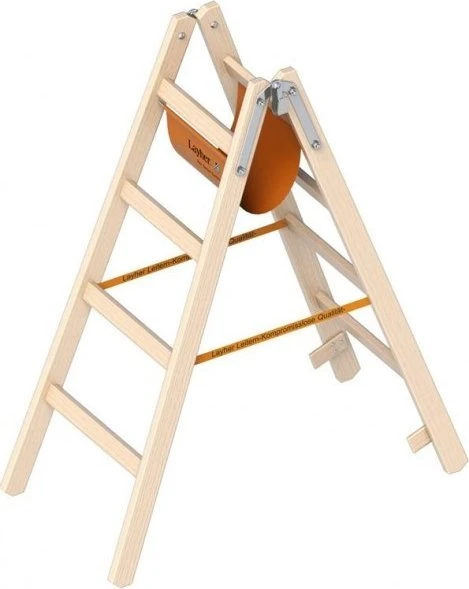 Layher Topic 1053 Holz 2-tlg. Stehleiter, 2x 4 Stufen