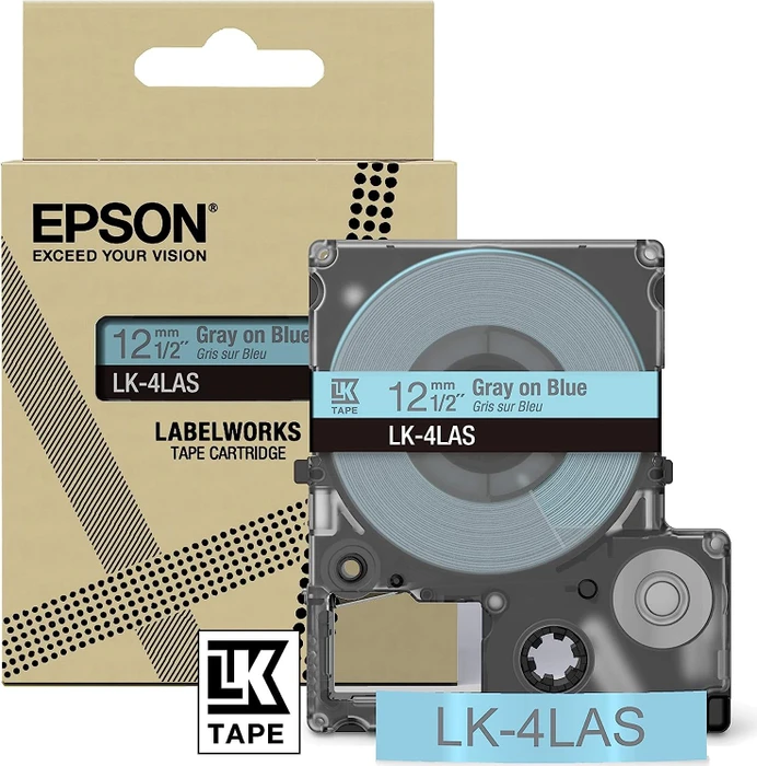 Epson LK-4LAS Beschriftungsband, 12mm, grau/hellblau