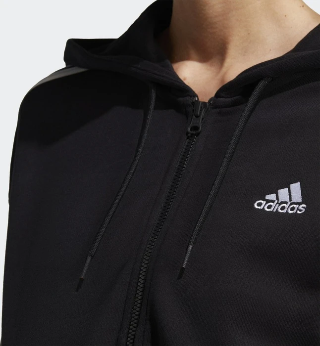 adidas Essentials 3-Streifen French Terry Bomber Hoodie schwarz/weiß (Damen)