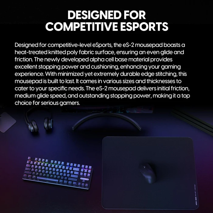 Pulsar Gaming Gears ES2 eSports Gaming-Mauspad XL, 490x420mm, schwarz