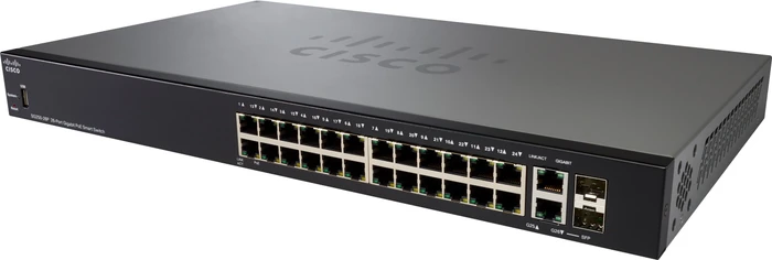 Cisco SG250 Rackmount Gigabit Smart Switch, 24x RJ-45, 2x RJ-45/SFP, 195W PoE+