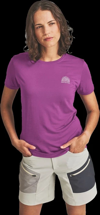 Ortovox 120 Cool Tec Mountain Stripe Funktionsshirt kurzarm violet vibe (Damen)