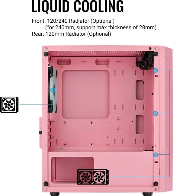AeroCool Trinity Mini Pink, rosa, Glasfenster