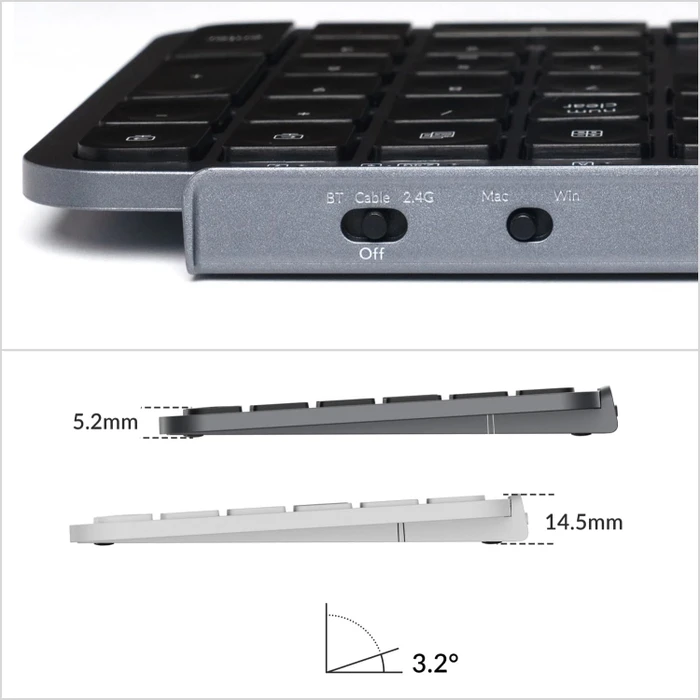Keychron B6 Pro Ultra-Slim Wireless, Space Gray, USB/Bluetooth, DE