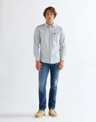 Wrangler Regular 1 Pocket Hemd langarm dusty blue (Herren)