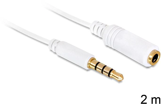 DeLOCK 3.5mm 4-Pin Klinke Verlängerungskabel weiß 2m