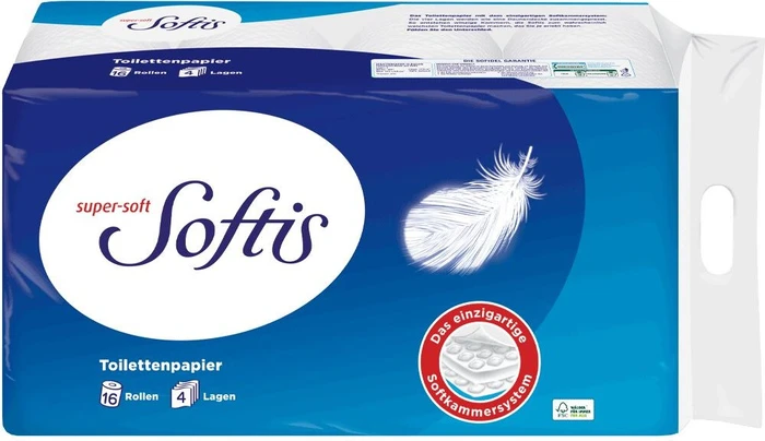 Regina Softis Toilettenpapier 4-lagig weiß, 16 Rollen