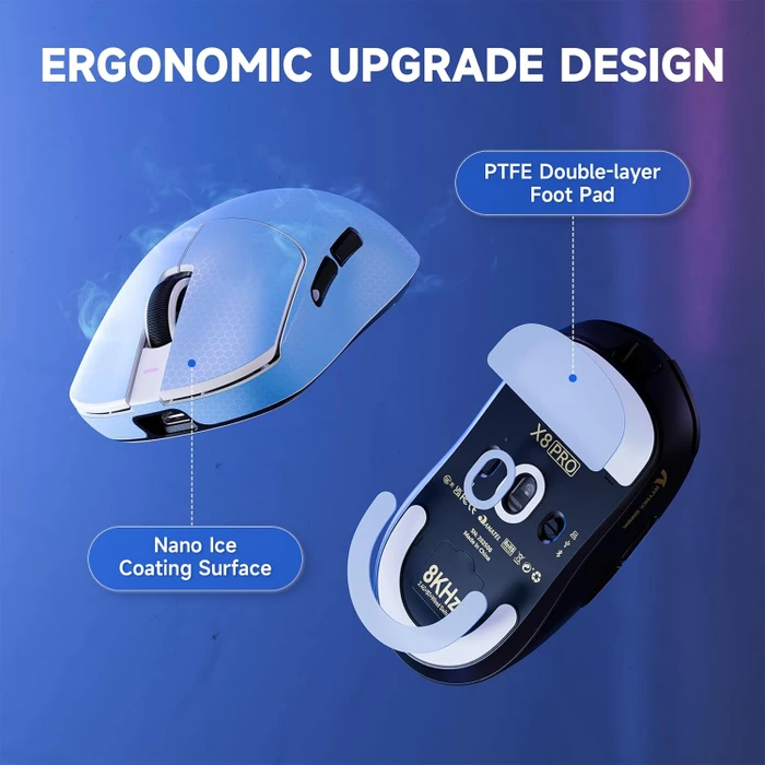 Attack Shark X8 Pro Tri-mode Wireless Gaming Mouse, weiß, inkl. Grip Tape, USB/Bluetooth