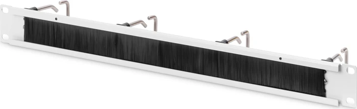 Digitus Kabelrangierpanel mit Stahlbügeln und Bürstenleiste, für 483mm-Schränke, RAL 7035, 1HE