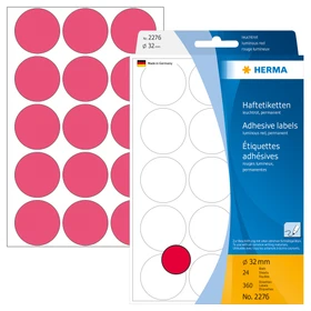 Herma Markierungspunkte 32mm, leuchtrot, 24 Blatt