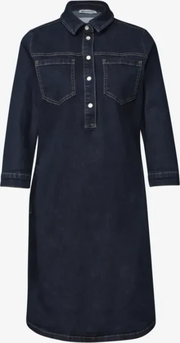 Street One Knielanges Denim Kleid mit 3/4 Arm Kleid rinse soft washed (Damen)