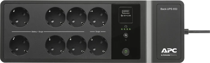 APC Back-UPS, 650VA, Steckdosenleiste, 8x Schuko, USB