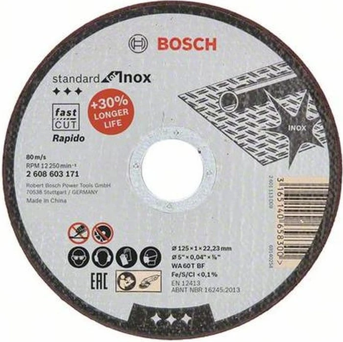 Bosch Professional WA60TBF Standard for Inox Trennscheibe, 125x1x22.23mm, 1 Stück