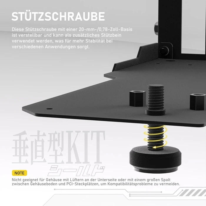EZDIY-FAB Vertical GPU Mount, Riser Card Cable, mit vertikaler Grafikkarten-Halterung, ARGB, gewinkelt, PCIe 4.0, 115mm, schwarz