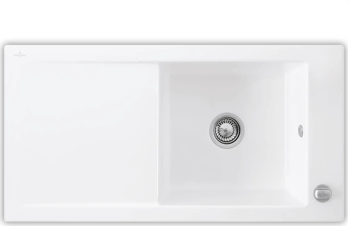 Villeroy & Boch Timeline 60 Einbau Becken reversibel mit Ablauffernbedienung stone white