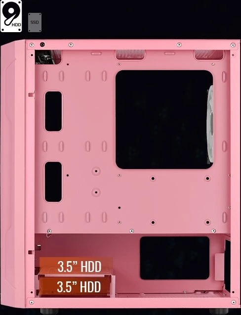 AeroCool Trinity Mini Pink, rosa, Lüfter LED RGB, Glasfenster