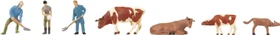Faller Miniaturfiguren - Landwirte und Kühe