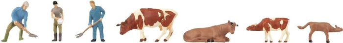 Faller Miniaturfiguren - Landwirte und Kühe