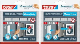 tesa Powerstrips Clips Medium Tapete/Putz weiß, Klebenagel