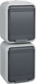 Schneider Electric ELSO Steckdose 2-fach 16A senkrecht AquaTop Steckklemme, licht/basaltgrau