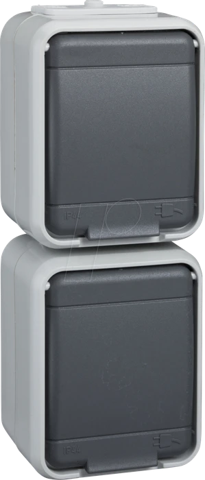 Schneider Electric ELSO Steckdose 2-fach 16A senkrecht AquaTop Steckklemme, licht/basaltgrau
